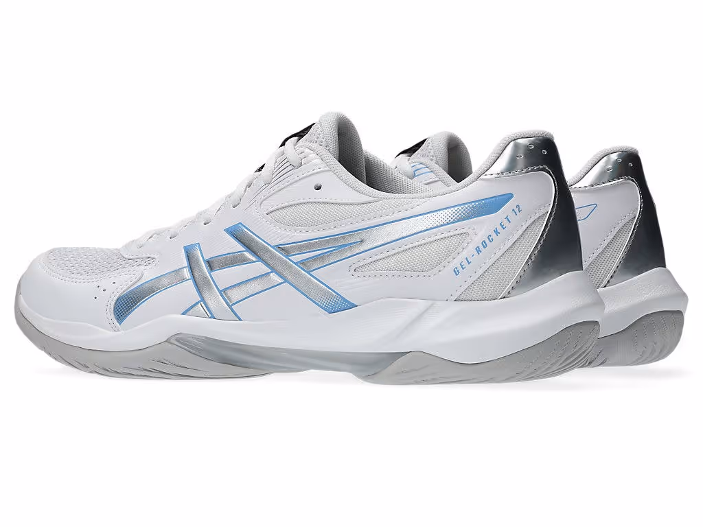 ASICS Gel-Rocket 12 Women's Indoor Badminton Shoes White/Dusty Blue Size 11
