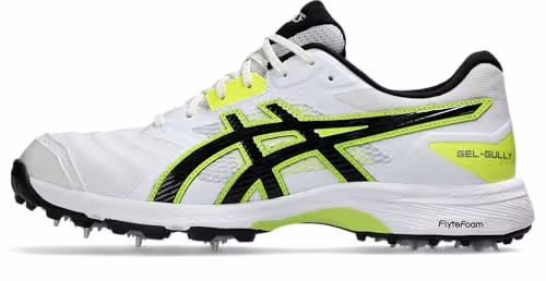 ASICS Gel-Gully 7 Cricket Shoes Metal Spike White/Safety Yellow Size 12