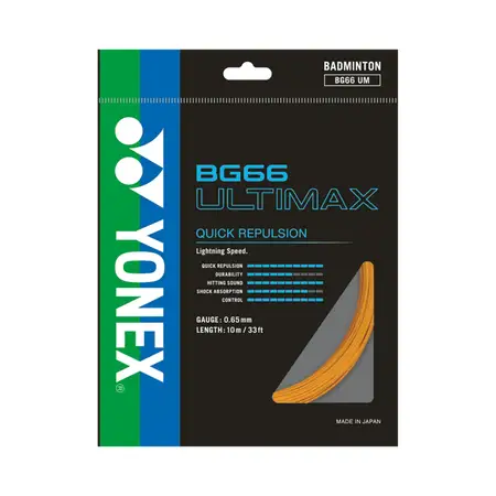 Yonex BG66 Ultimax Badminton String Elite Speed Control Durability  Orange 0.65mm 10m