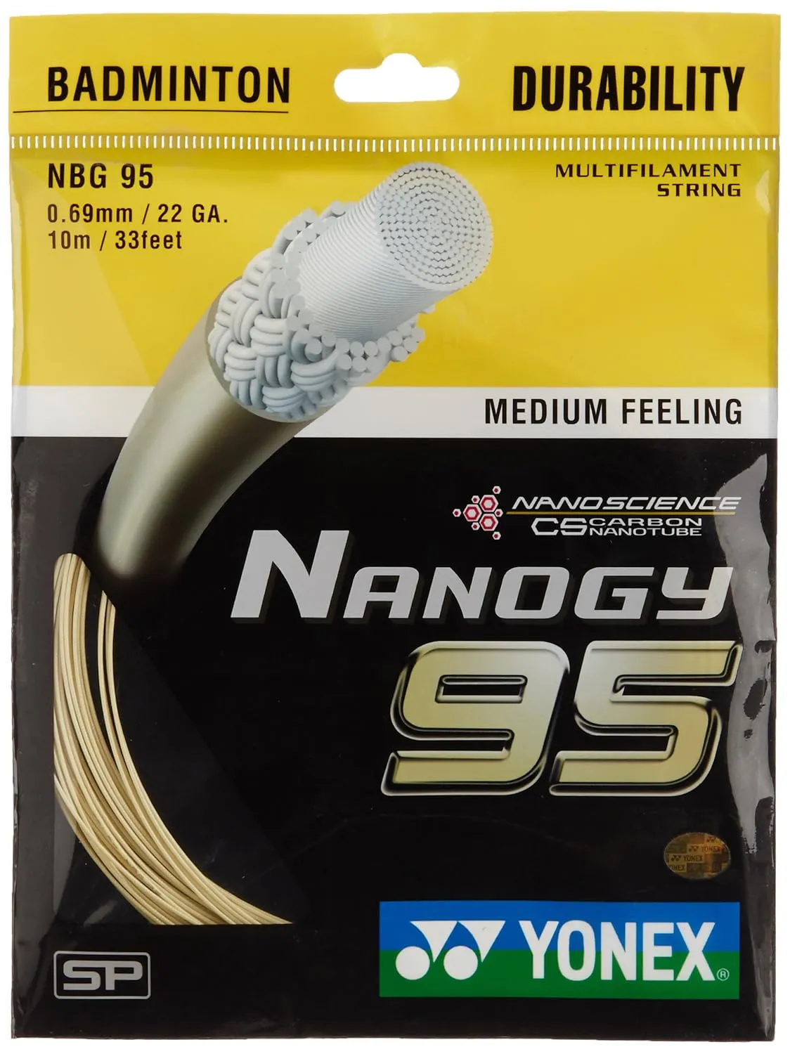 Yonex Nanogy 95 Badminton String Carbon Nanotube Durable Repulsion Japan Cosmic Gold 0.69mm 10m