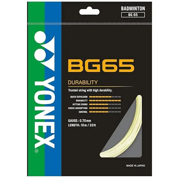 Yonex BG65 Badminton String World's Best-Selling All-Round  Amber 0.70mm 10m