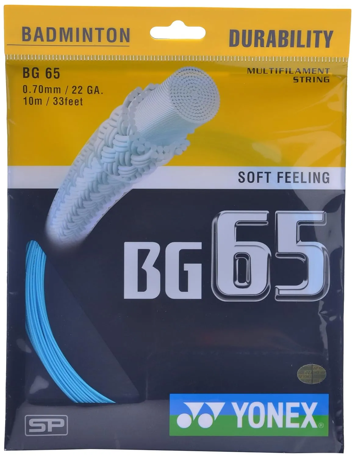 Yonex BG65 Badminton String World's Best-Selling All-Round  Turquoise 0.70mm 10m