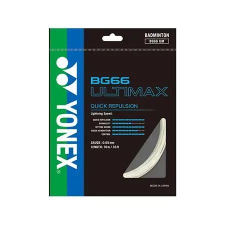 Yonex BG66 Ultimax Badminton String Elite Speed Control Durability  Metallic White 0.65mm 10m