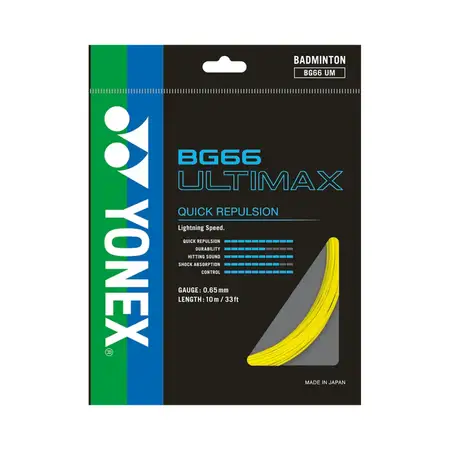 Yonex BG66 Ultimax Badminton String Elite Speed Control Durability  Yellow 0.65mm 10m